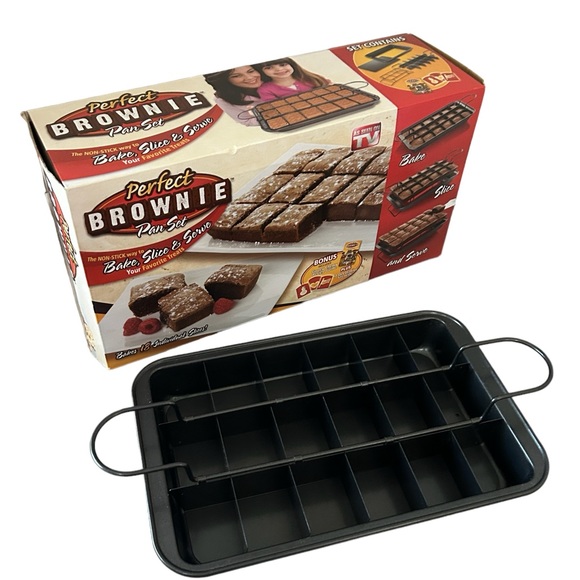Perfect Brownie Pan Set As Seen On TV Makes 18 Brownie With Box GUC - Picture 13 of 13